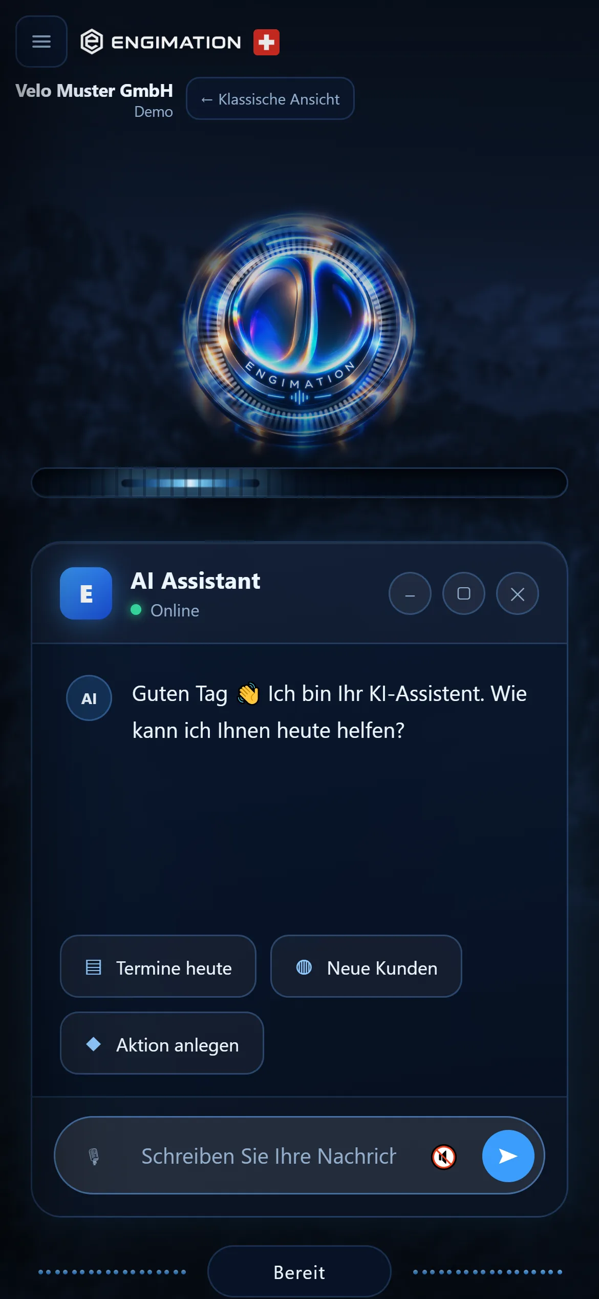 AI Commander KIT on the phone — screenshot from the running demo